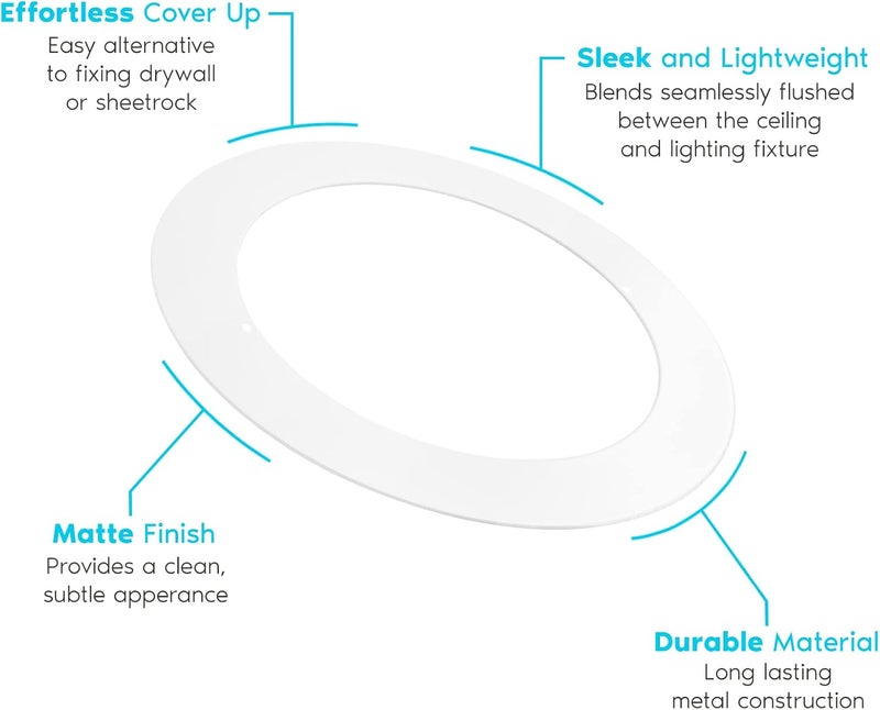 LUXRITE 4 Pack White Goof Trim Ring for 4 Inch Recessed Lights and Ceiling Light Fixtures, Outer Diameter 5.75 Inches, Inner Diameter 4.25 Inches, Metal Construction, Cover Damaged or Messy Ceilings - Image 4
